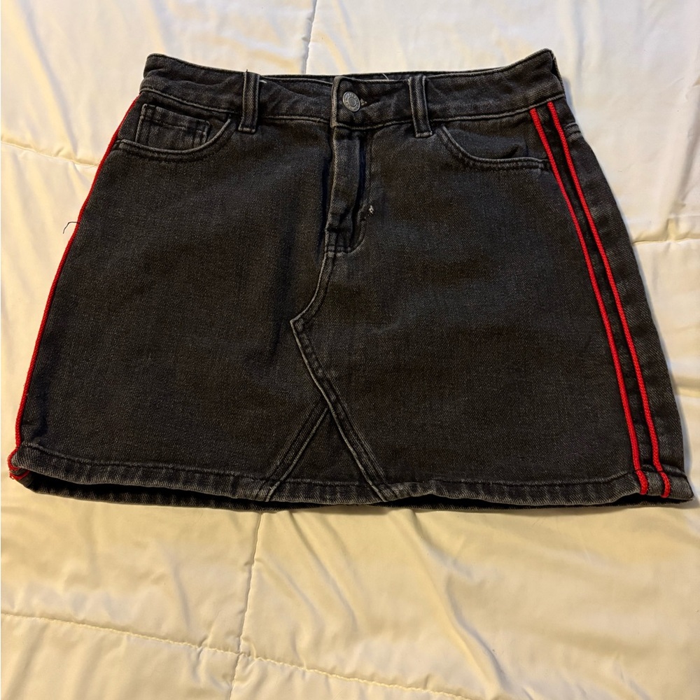 PacSun Black Mini Skirt with Red Stripes